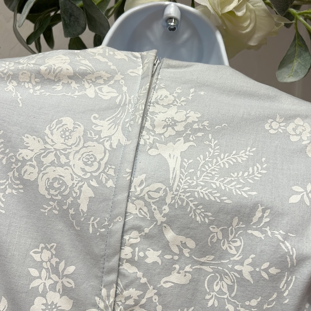Jessica McClintock 1980s Floral Print Dropped Waistline Wedding Dress Size 4 - Picture 9 of 16